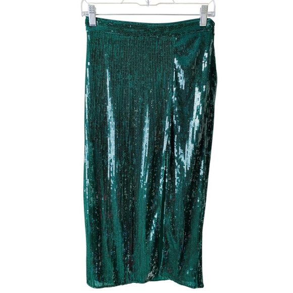 H&M Shimmering Green Midi Skirt - Picture 3 of 10